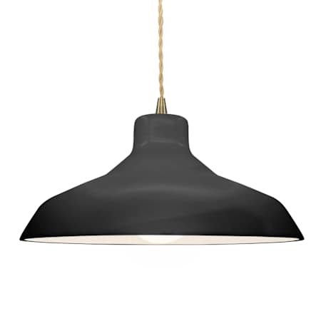Justice Design Group Radiance 16" Wide LED Pendant with a Ceramic Gloss Black and White Shade Antique Brass