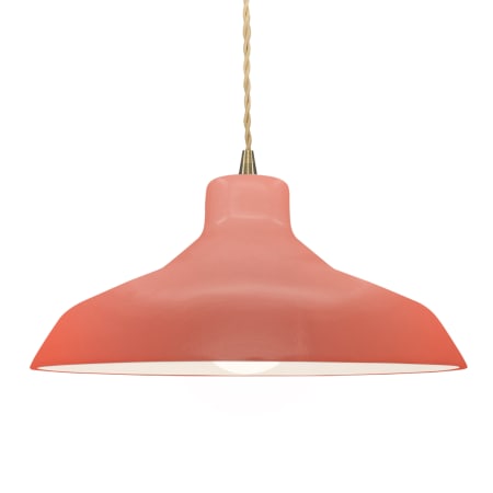 Justice Design Group Radiance 16" Wide LED Pendant with a Ceramic Gloss Blush Shade Antique Brass