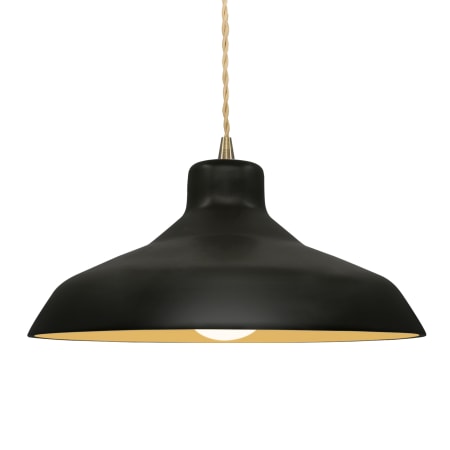 Justice Design Group Radiance 16" Wide LED Pendant with a Ceramic Carbon Matte Black and Champagne Gold Shade Antique Brass