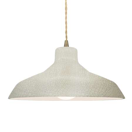 Justice Design Group Radiance 16" Wide Pendant with a Ceramic White Crackle Shade Antique Brass