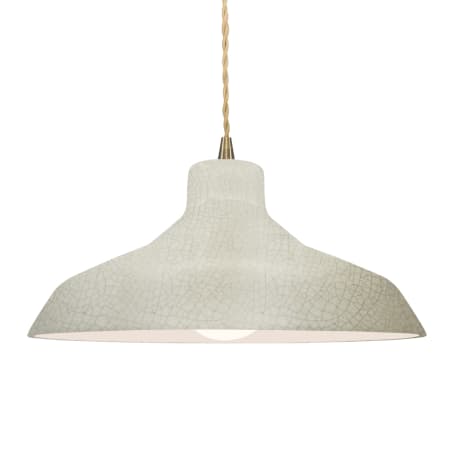 Justice Design Group Radiance 16" Wide LED Pendant with a Ceramic White Crackle Shade Antique Brass