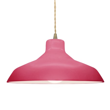 Justice Design Group Radiance 16" Wide Pendant with a Ceramic Cerise Shade Antique Brass