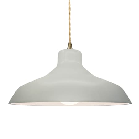 Justice Design Group Radiance 16" Wide LED Pendant with a Ceramic Matte White Shade Antique Brass
