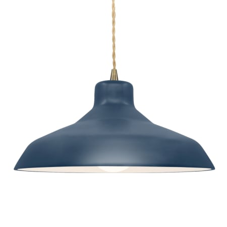 Justice Design Group Radiance 16" Wide LED Pendant with a Ceramic Midnight Sky and Matte White Shade Antique Brass