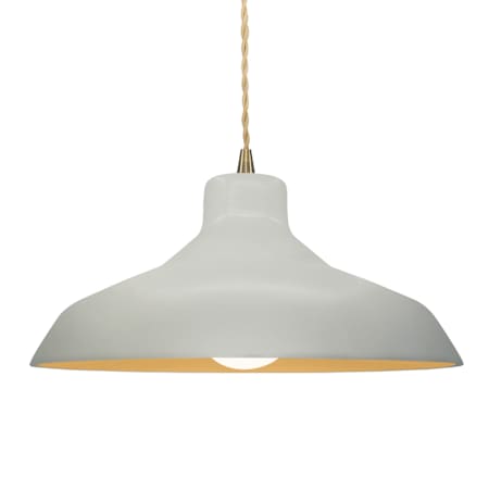 Justice Design Group Radiance 16" Wide Pendant with a Ceramic Matte White and Champagne Gold Shade Antique Brass