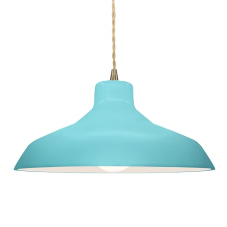 Justice Design Group Radiance 16" Wide LED Pendant with a Ceramic Reflecting Pool Shade Antique Brass