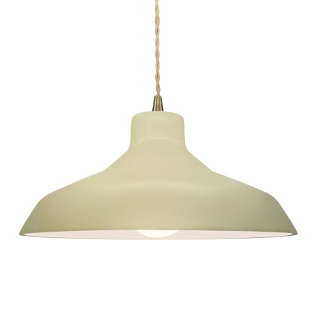 Justice Design Group Radiance 16" Wide Pendant with a Ceramic Vanilla Gloss Shade Antique Brass
