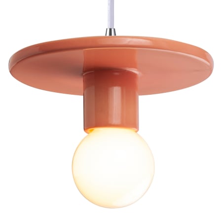 Justice Design Group Radiance 8" Wide Pendant with a Ceramic Gloss Blush Shade Polished Chrome