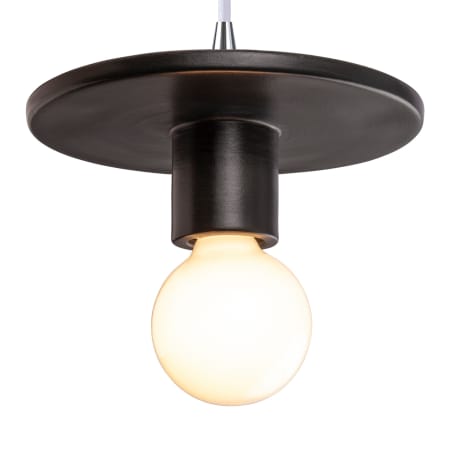 Justice Design Group Radiance 8" Wide Pendant with a Ceramic Carbon Matte Black Shade Polished Chrome