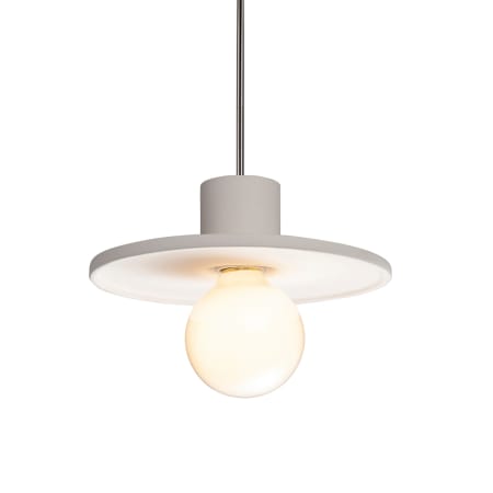 Justice Design Group Radiance 8" Wide Mini Pendant with Bisque Ceramic Shade Brushed Nickel