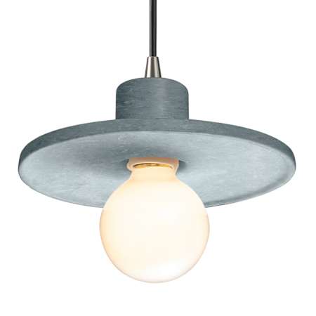 Justice Design Group Radiance 7" Wide Mini Pendant with Black Cord and Concrete Shade Brushed Nickel / Concrete