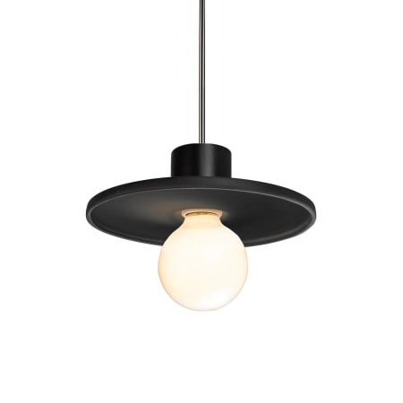 Justice Design Group Radiance 8" Wide Mini Pendant with Carbon Matte Black Ceramic Shade Brushed Nickel