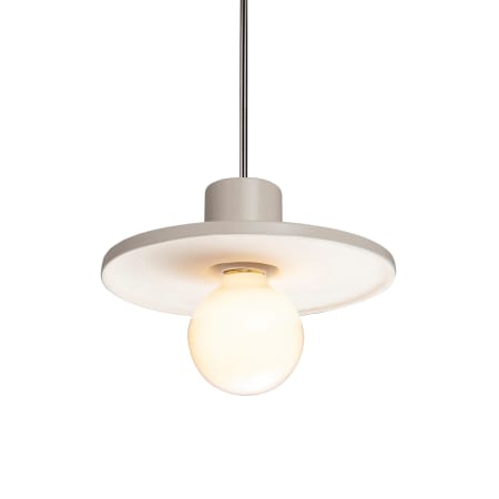 Justice Design Group Radiance 8" Wide Mini Pendant with Matte White Ceramic Disk Shade Brushed Nickel