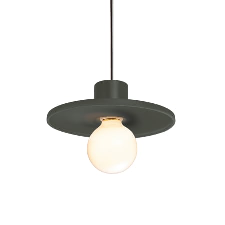 Justice Design Group Radiance 8" Wide Mini Pendant with Pewter Green Ceramic Shade Brushed Nickel