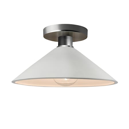 Justice Design Group Radiance 12" Wide LED Semi-Flush Ceiling Fixture with a Ceramic Bisque Shade Brushed Nickel