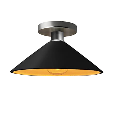 Justice Design Group Radiance 12" Wide LED Semi-Flush Ceiling Fixture with a Ceramic Carbon Matte Black and Champagne Gold Shade Brushed Nickel