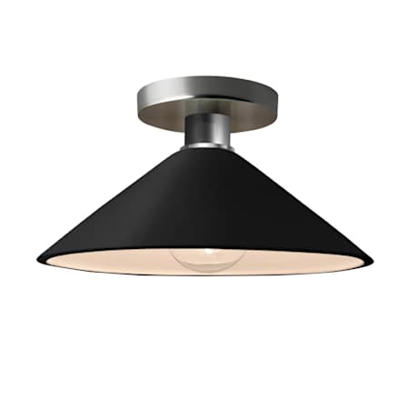 Justice Design Group Radiance 12" Wide LED Semi-Flush Ceiling Fixture with a Ceramic Carbon Matte Black Shade Brushed Nickel