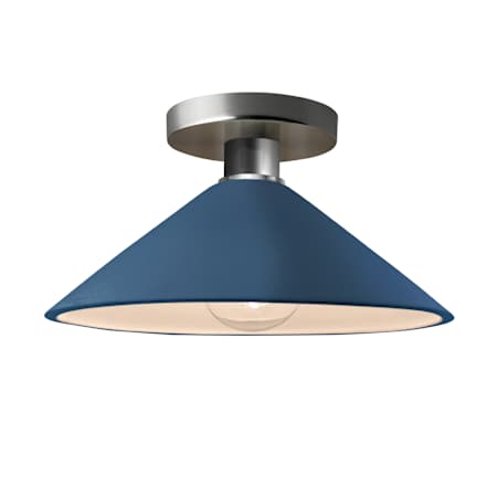 Justice Design Group Radiance 12" Wide Semi-Flush Ceiling Fixture with a Ceramic Midnight Sky Shade Brushed Nickel