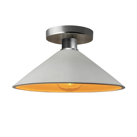 Justice Design Group Radiance 12" Wide LED Semi-Flush Ceiling Fixture with a Ceramic Matte White and Champagne Gold Shade Brushed Nickel