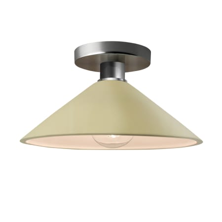 Justice Design Group Radiance 12" Wide LED Semi-Flush Ceiling Fixture with a Ceramic Vanilla Gloss Shade Brushed Nickel