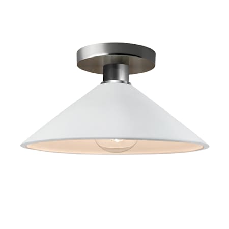 Justice Design Group Radiance 12" Wide Semi-Flush Ceiling Fixture with a Ceramic Gloss White Shade Brushed Nickel