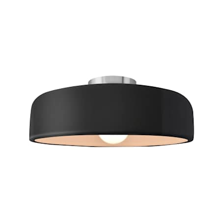 Justice Design Group Radiance 13" Wide Semi-Flush Ceiling Fixture with a Ceramic Gloss Black Shade Brushed Nickel