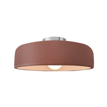 Justice Design Group Radiance 13" Wide Semi-Flush Ceiling Fixture with a Ceramic Canyon Clay Shade Brushed Nickel