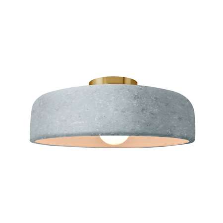 Justice Design Group Radiance 13" Wide LED Semi-flush Drum Ceiling Fixture with Concrete Shade Brushed Brass / Concrete