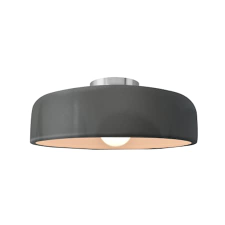 Justice Design Group Radiance 13" Wide Semi-Flush Ceiling Fixture with a Ceramic Gloss Grey Shade Brushed Nickel