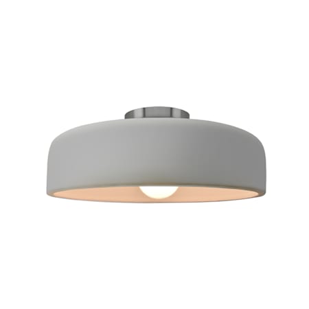 Justice Design Group Radiance 13" Wide LED Semi-Flush Ceiling Fixture with a Ceramic Matte White Shade Brushed Nickel