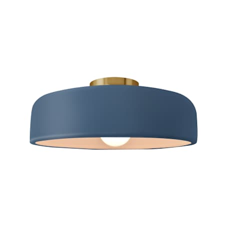 Justice Design Group Radiance Collection - Spire 13" Wide LED Semi-Flush Ceiling Fixture with Midnight Sky with Matte White Interior Shade Brushed Brass