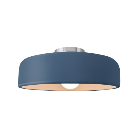 Justice Design Group Radiance 13" Wide Semi-Flush Ceiling Fixture with a Ceramic Midnight Sky and Matte White Shade Brushed Nickel