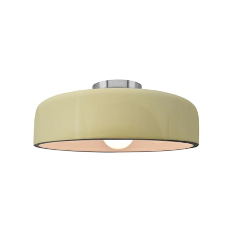Justice Design Group Radiance 13" Wide LED Semi-Flush Ceiling Fixture with a Ceramic Vanilla Gloss Shade Brushed Nickel