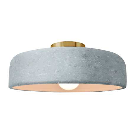 Justice Design Group Radiance 16" Wide LED Semi-flush Drum Ceiling Fixture with Concrete Shade Brushed Brass / Concrete