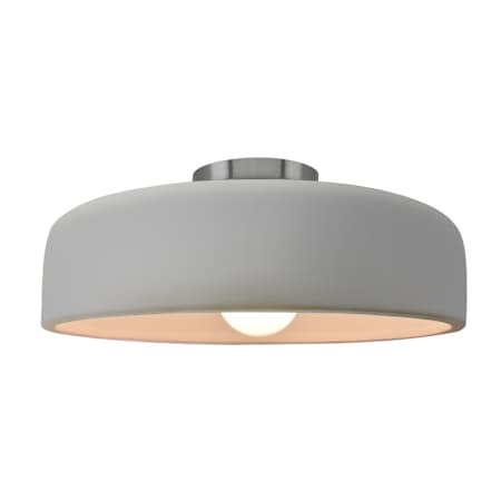 Justice Design Group Radiance 16" Wide LED Semi-Flush Ceiling Fixture with a Ceramic Matte White Shade Brushed Nickel