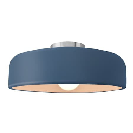 Justice Design Group Radiance 16" Wide Semi-Flush Ceiling Fixture with a Ceramic Midnight Sky and Matte White Shade Brushed Nickel