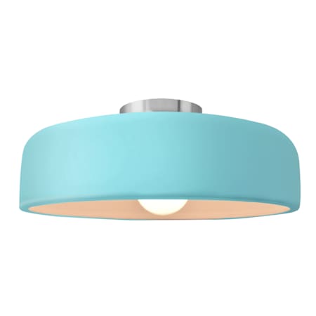 Justice Design Group Radiance 16" Wide Semi-Flush Ceiling Fixture with a Ceramic Reflecting Pool Shade Brushed Nickel