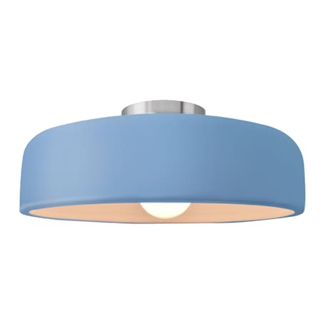 Justice Design Group Radiance 16" Wide LED Semi-Flush Ceiling Fixture with a Ceramic Sky Blue Shade Brushed Nickel