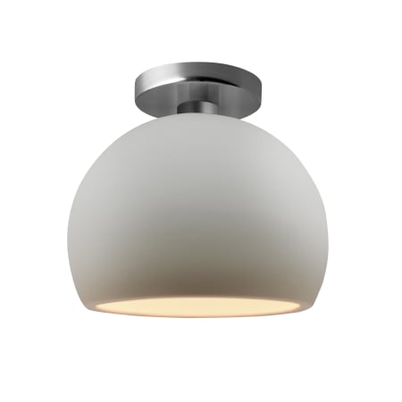 Justice Design Group Radiance 7" Wide LED Semi-Flush Globe Ceiling Fixture with a Ceramic Bisque Shade Brushed Nickel