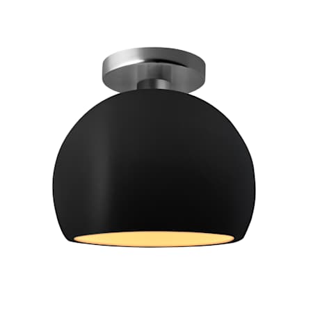 Justice Design Group Radiance 7" Wide Semi-Flush Globe Ceiling Fixture with a Ceramic Carbon Matte Black and Champagne Gold Shade Brushed Nickel