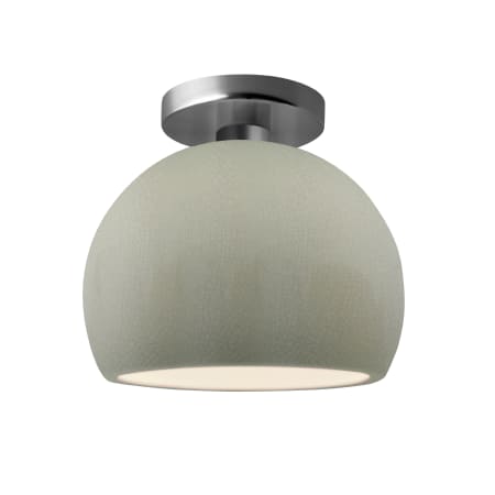 Justice Design Group Radiance 7" Wide Semi-Flush Globe Ceiling Fixture with a Ceramic Celadon Green Crackle Shade Brushed Nickel