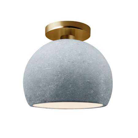 Justice Design Group Radiance 7" Wide Semi-flush Globe Ceiling Fixture with Concrete Shade Brushed Brass / Concrete