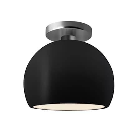 Justice Design Group Radiance 7" Wide LED Semi-Flush Globe Ceiling Fixture with a Ceramic Carbon Matte Black Shade Brushed Nickel