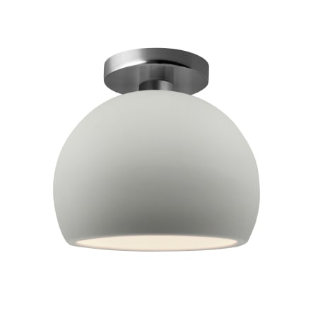 Justice Design Group Radiance 7" Wide Semi-Flush Globe Ceiling Fixture with a Ceramic Matte White Shade Brushed Nickel