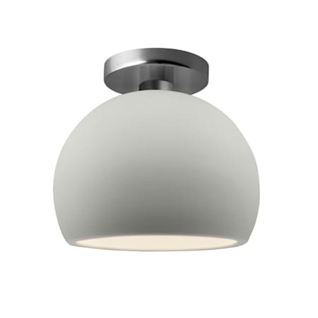 Justice Design Group Radiance 7" Wide LED Semi-Flush Globe Ceiling Fixture with a Ceramic Matte White Shade Brushed Nickel