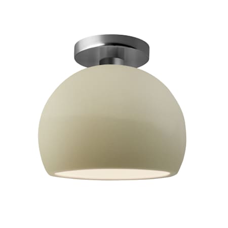 Justice Design Group Radiance 7" Wide Semi-Flush Globe Ceiling Fixture with a Ceramic Vanilla Gloss Shade Brushed Nickel