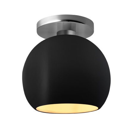Justice Design Group Radiance 10" Wide Semi-Flush Globe Ceiling Fixture with a Ceramic Carbon Matte Black and Champagne Gold Shade Brushed Nickel
