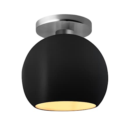 Justice Design Group Radiance 10" Wide LED Semi-Flush Globe Ceiling Fixture with a Ceramic Carbon Matte Black and Champagne Gold Shade Brushed Nickel