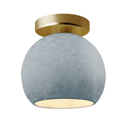 Justice Design Group Radiance 10" Wide LED Semi-flush Globe Ceiling Fixture with Concrete Shade Brushed Brass / Concrete