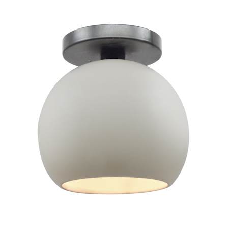 Justice Design Group Radiance 10" Wide Semi-Flush Globe Ceiling Fixture with a Ceramic Matte White Shade Brushed Nickel